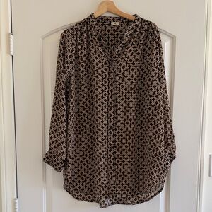 Richard Allen x HM Woven Geometric Print Long-Sleeve Blouse